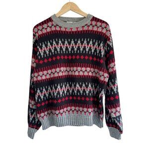 Vintage 90s Steep Slopes Men's Sz L Black Red Gray Pullover Sweater